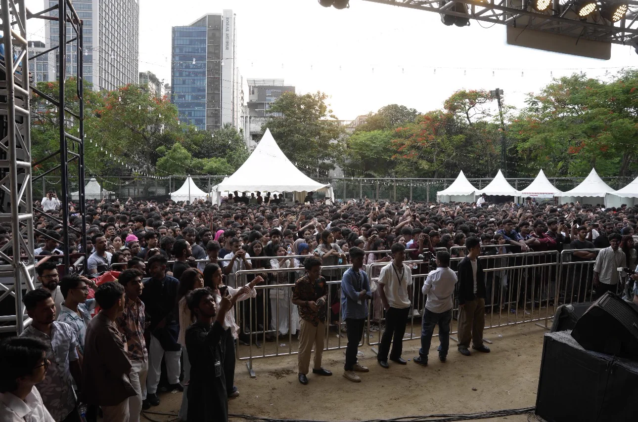 A large Eid-E-Bahar audience gathering before the evening performances